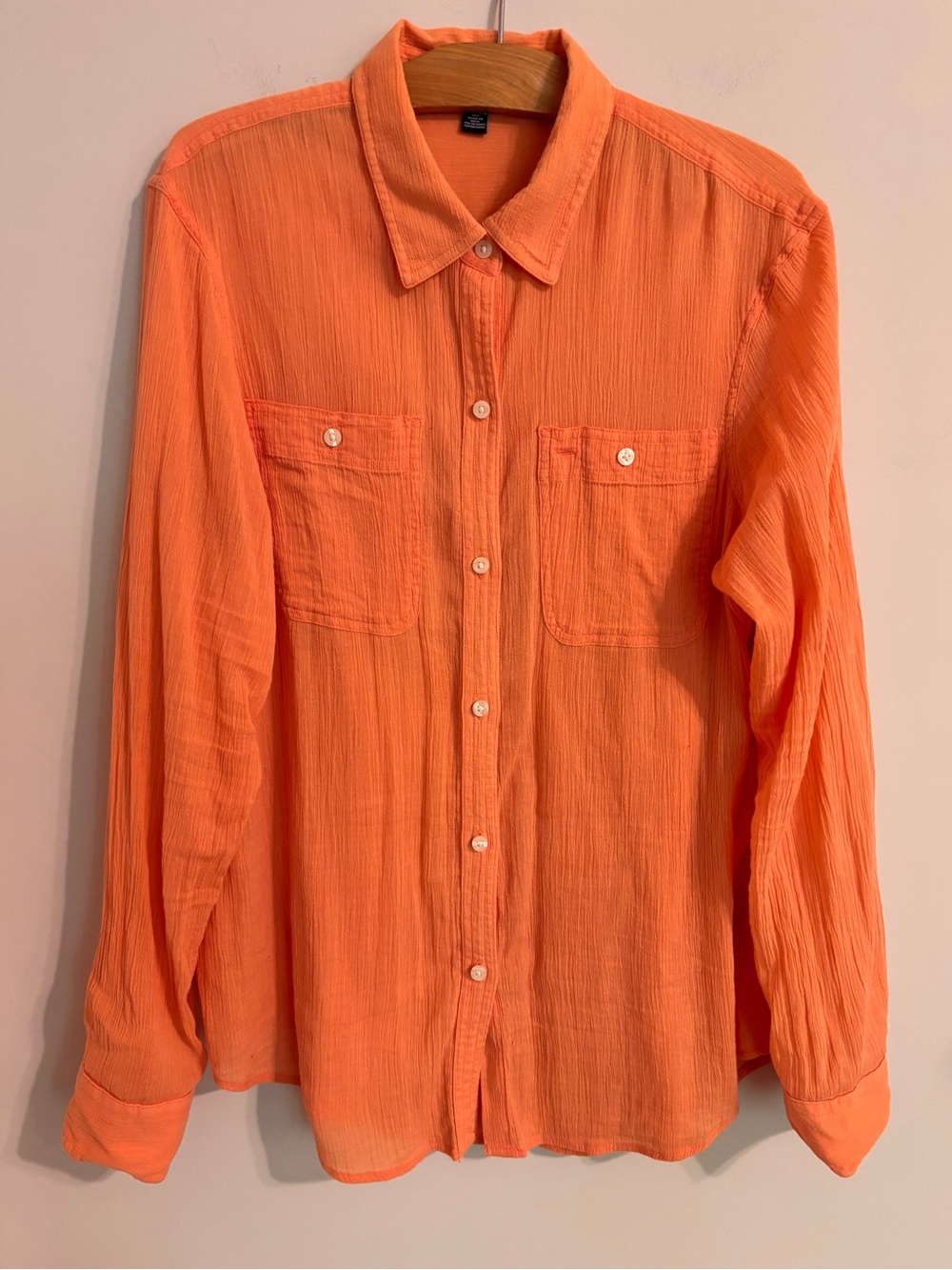 Chaps Melon Lightweight Cotton Gauzy Button Down